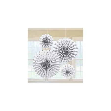 4 EVENTAILS ARGENT ET BLANC 