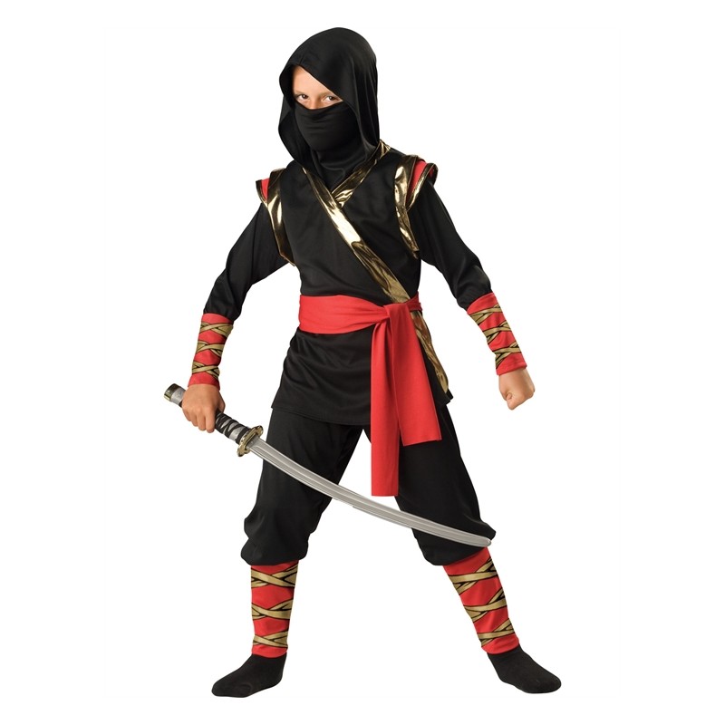 DEGUISEMENT NINJA ROUGE-NOIR ET OR TAILLE S 6 ANS 
