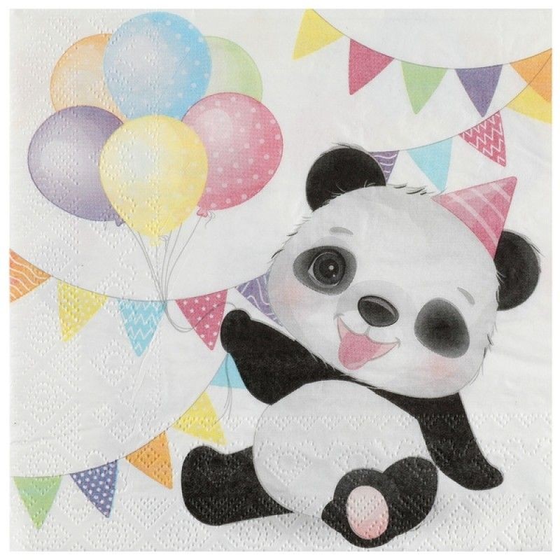 20 SERVIETTES PANDA 33 X 33 CM 20 SERVIETTES PANDA 33 X 33 CM