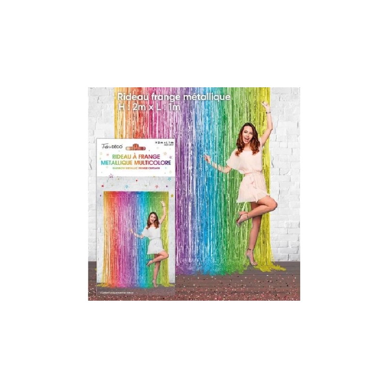 RIDEAU A FRANGES METALLIQUES MULTICOLORE 100 CM X 200 CM RIDEAU A FRANGES METALLIQUES MULTICOLORE 100 CM X 200 CM