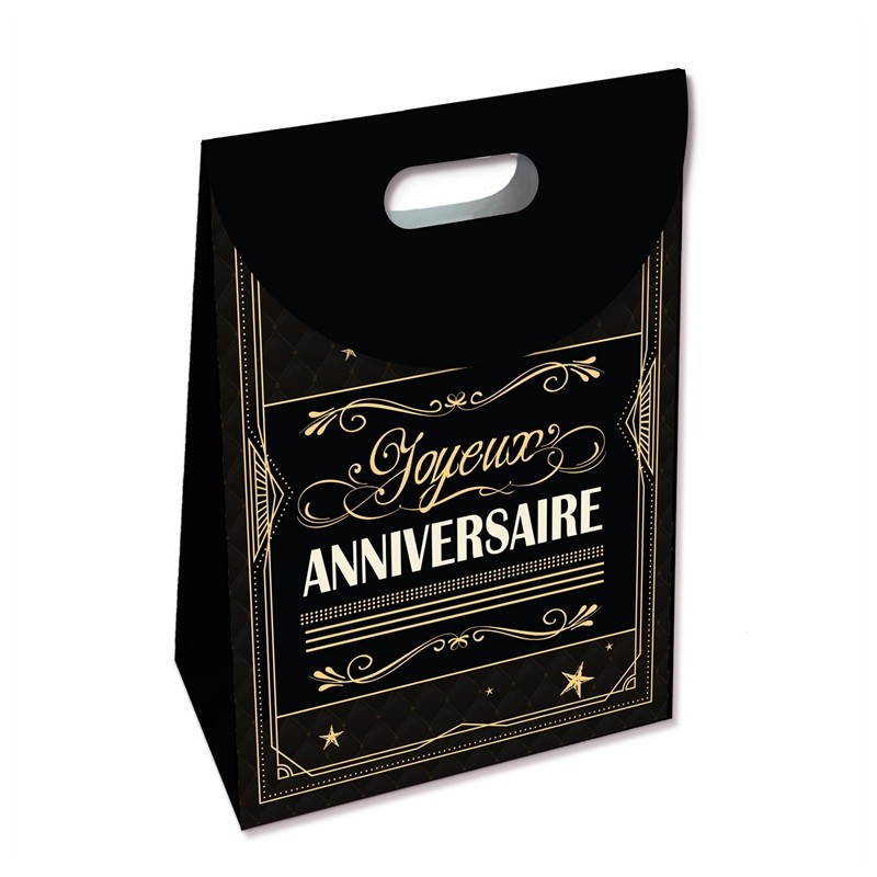 SAC CADEAU POCHETTE A RABAT GM ANNIVERSAIRE NOIR ET OR SAC CADEAU POCHETTE A RABAT GM ANNIVERSAIRE NOIR ET OR