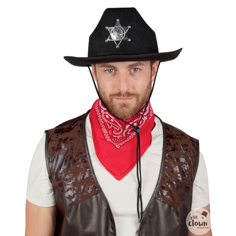 CHAPEAU COWBOY SHERIF FEUTRE NOIR ADULTE CHAPEAU COWBOY SHERIF FEUTRE NOIR ADULTE