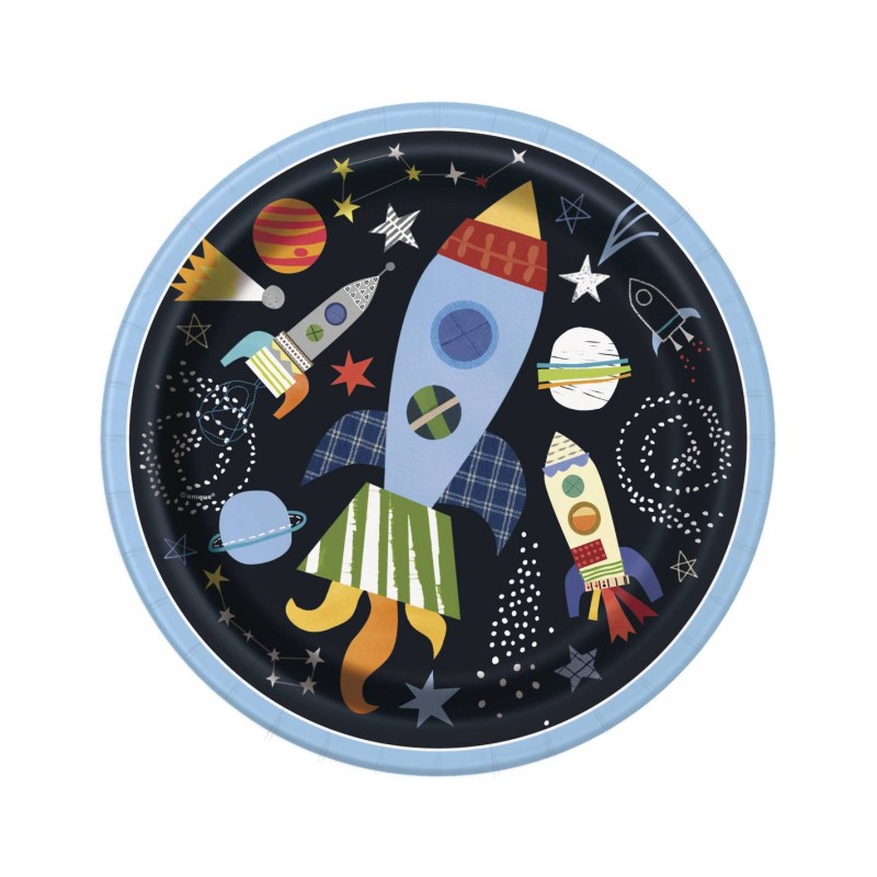 8 ASSIETTES RONDES ESPACE 23 CM 