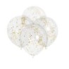 3 BALLONS LATEX TRANSPARENT AVEC CONVETTIS OR 30 CM 