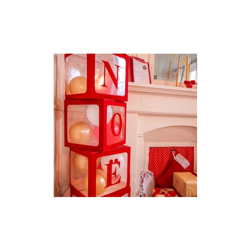 CUBE A BALLONS TRANSPARENT CONTOURS ROUGE 30 X 30 X 30 CM CUBE A BALLONS TRANSPARENT CONTOURS ROUGE 30 X 30 X 30 CM