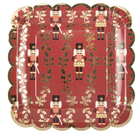 8 ASSIETTES  CASSE-NOISETTE BRODEAUX ET OR 23 X 23 CM 