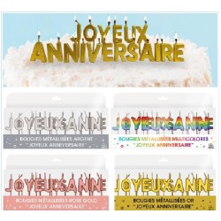 BOUGIES LETTRES JOYEUX ANNIVERSAIRE ARGENT