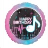 BALLON METALLIQUE ROND HAPPY BIRTHDAY BLEU ET ROSE 43 CM 