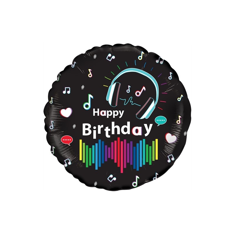 BALLON METALLIQUE ROND HAPPY BIRTHDAY MUSIQUE 43 CM BALLON METALLIQUE ROND HAPPY BIRTHDAY MUSIQUE 43 CM