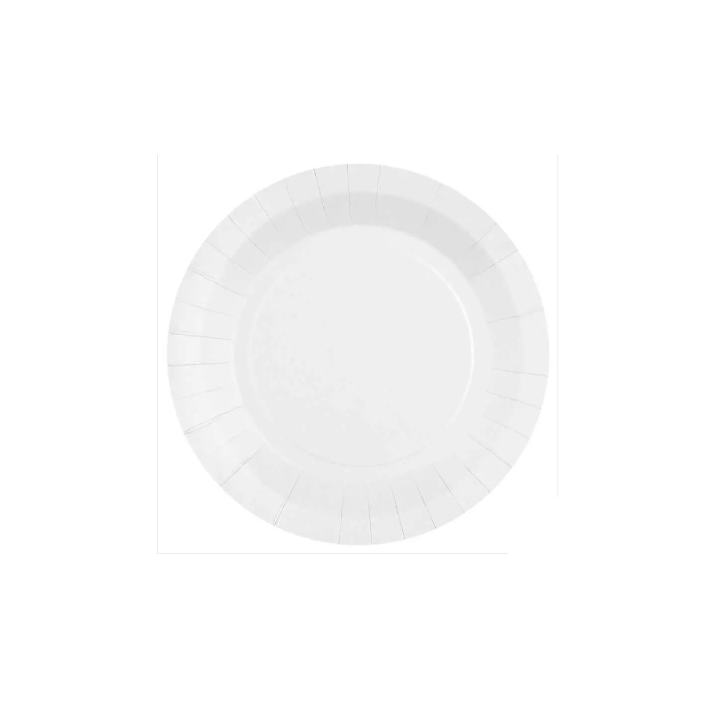 10 ASSIETTES RONDES RAINBOW BLANC BIODEGRADABLE 22.5 CM 