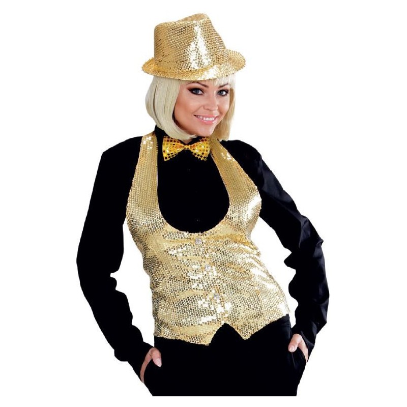 DEGUISEMENT GILET OR PAILLETTES FEMME TAILLE M-L DEGUISEMENT GILET OR PAILLETTES FEMME TAILLE M-L