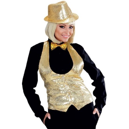 DEGUISEMENT GILET OR PAILLETTES  FEMME TAILLE M-L 