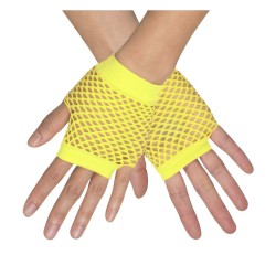 GANTS SANS DOIGT FILET JAUNE FLUO MITAINES