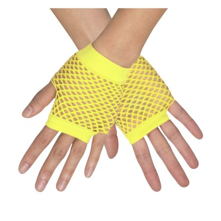 GANTS SANS DOIGT FILET JAUNE FLUO MITAINES