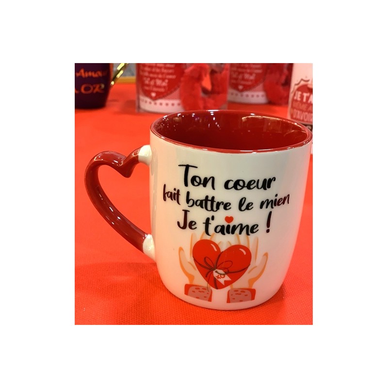 MUG TON COEUR FAIT BATTRE LE MIEN JE T'AIME OU JE T'AIME A LA FOLIE MUG TON COEUR FAIT BATTRE LE MIEN JE T'AIME OU JE T'AIME A LA FOLIE