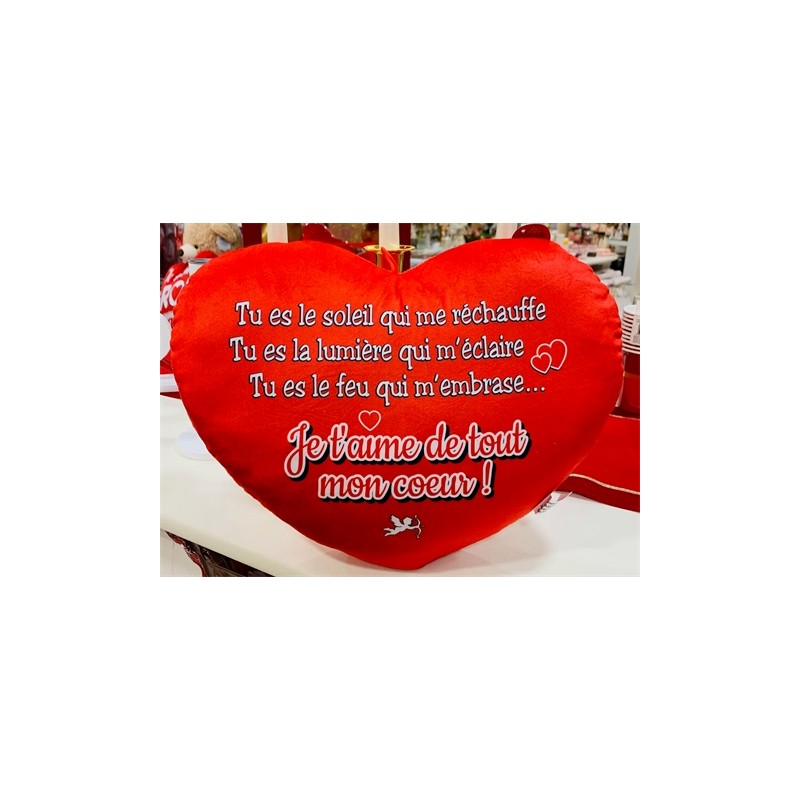 COUSSIN COEUR ROUGE JE T'AIME DE TOUT MON COEUR COUSSIN COEUR ROUGE JE T'AIME DE TOUT MON COEUR
