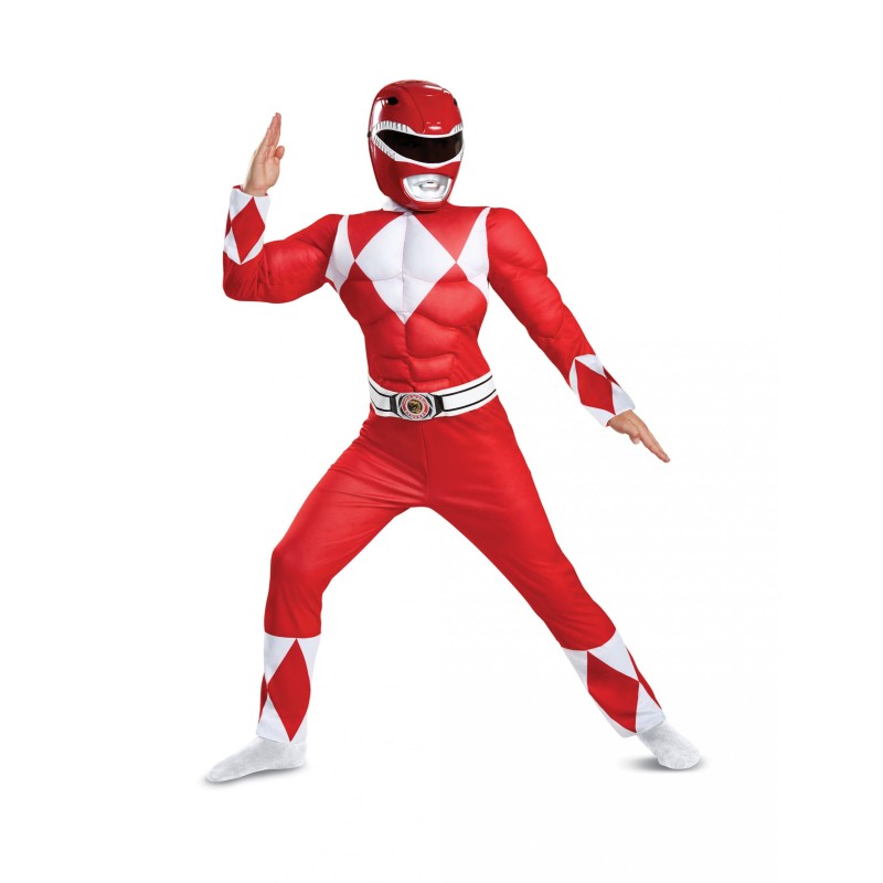 DEGUISEMENT ENFANT POWER RANGER ROUGE MUSCLE TAILLE 10-12 ANS 
