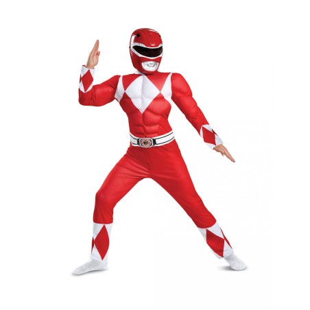 DEGUISEMENT ENFANT POWER RANGER ROUGE MUSCLE TAILLE 10-12 ANS 
