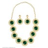 SET REINE RENAISSANCE COLLIER + BOUCLES D'OREILLES OR ET VERT