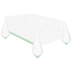 NAPPE PAPIER BLANC ET VERT HELLO BABY 120 X 180 CM 
