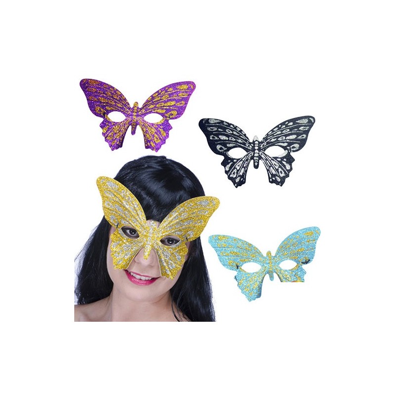 MASQUE LOUP  PAPILLONS COULEURS ASSORTIS