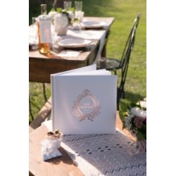 LIVRE D'OR CARRE JUST MARRIED BLANC ET ROSE GOLD 24 x 24 CM